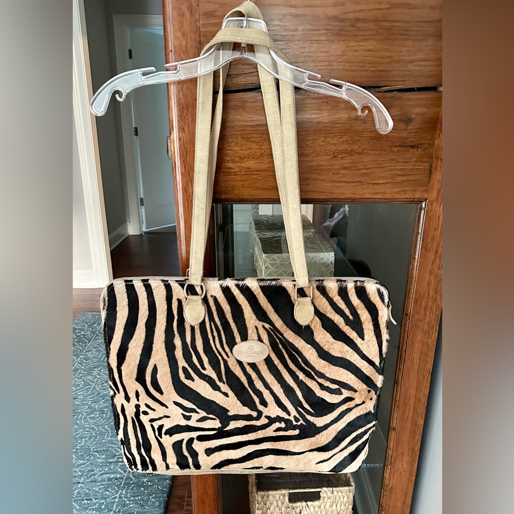 Terrida Zebra Stripe Hair on Hide Large Tote Bag